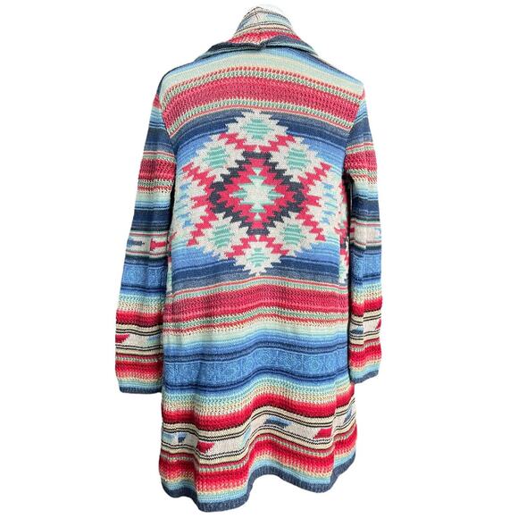 Polo Ralph Lauren Southwestern Open Cardigan Knit Sweater XS Aztec Linen Silk - Picture 5 of 10